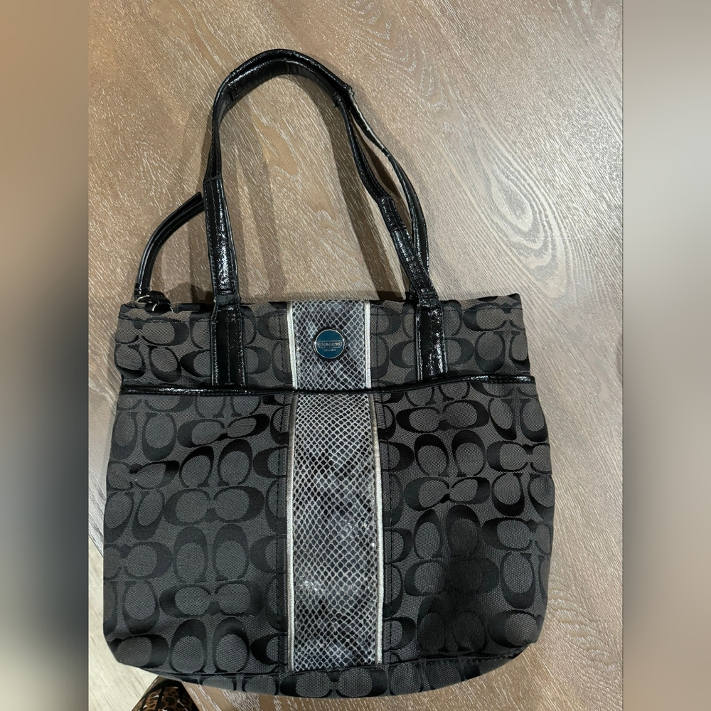 Coach Black Tote jacquard
